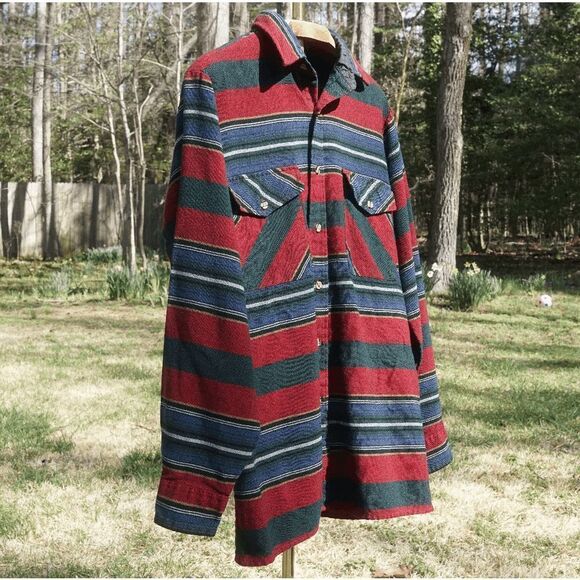 Vintage 90s Backpacker Red Southwestern Button Up - Picture 2 of 6